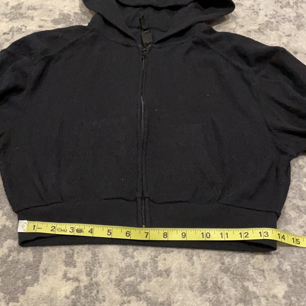 SOLD - NWOT Skims Black Waffle Knit Zip Up Hoodie Sz S - Picture 11 of 16